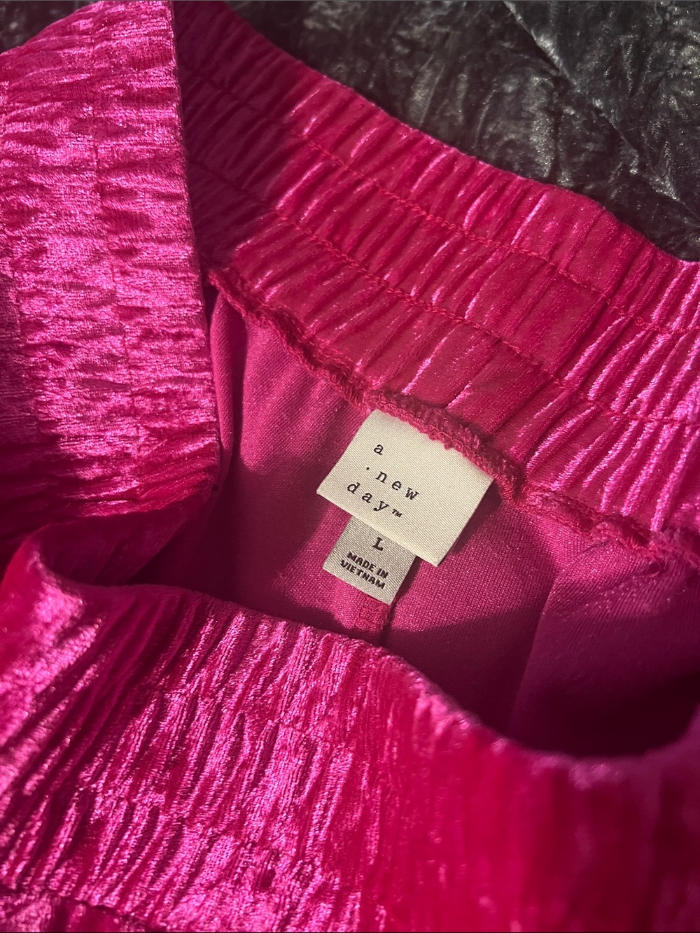 Pink Crushed Velvet Wide Leg Pants Size L - Picture 5 of 5